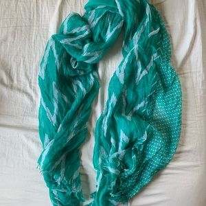 turquoise and white scarf